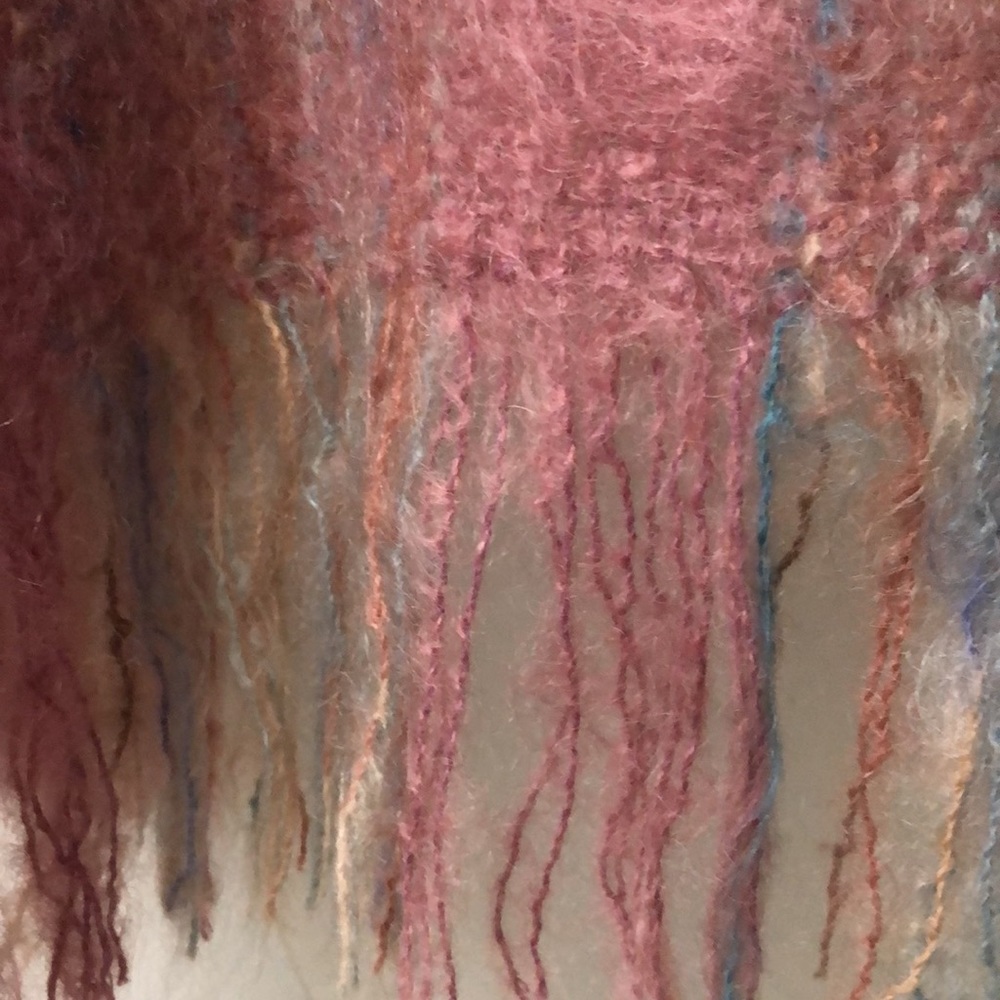 VTG Evelyn T Klein Mohair Wool Plaid Shawl Wrap Large Fringed Hand Woven - Picture 3 of 11
